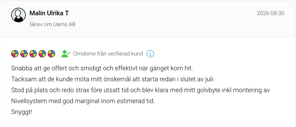 Nöjd kund för Ventilerade golv